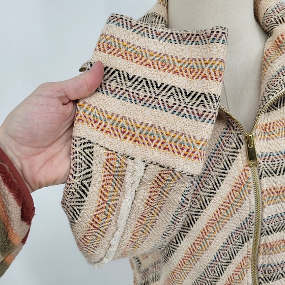 Soft Surroundings Rayadas Jacquard Zip Up Jacket Geometric Stripes Boho Medium - Picture 8 of 11
